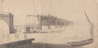 Westminster Bridge under Construction by Samuel Scott